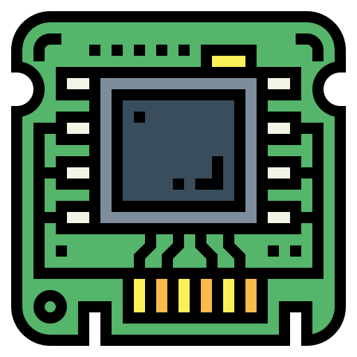 Computer chip manufacturing icon