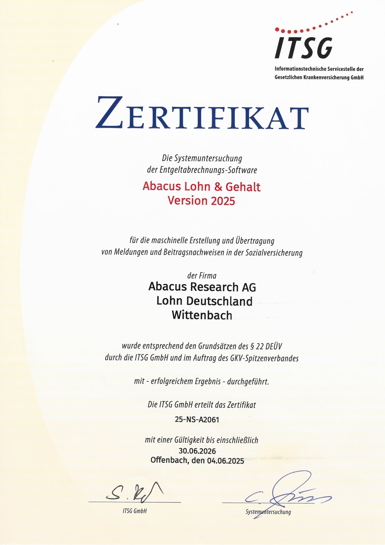 ZertifikatITSG Bis 06 2026