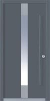 15 Haustür Grau mit dünnem Glas Balken