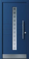 26 Haustür dunkelblau mit Glasbalken und vierecken