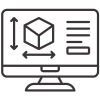 Computer screen with technical drawings - icon