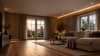 Gemütliches modernes Wohnzimmer bei Abendlicht