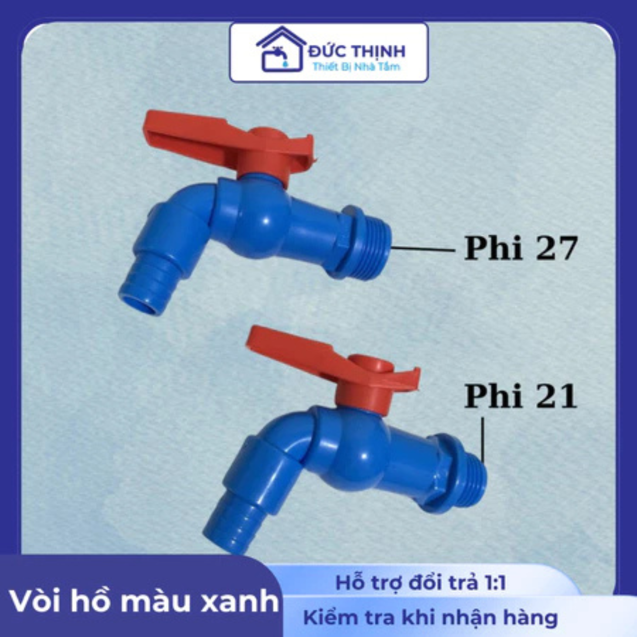 Vòi nước, vòi hồ chất liệu PVC màu xanh phi 21/27