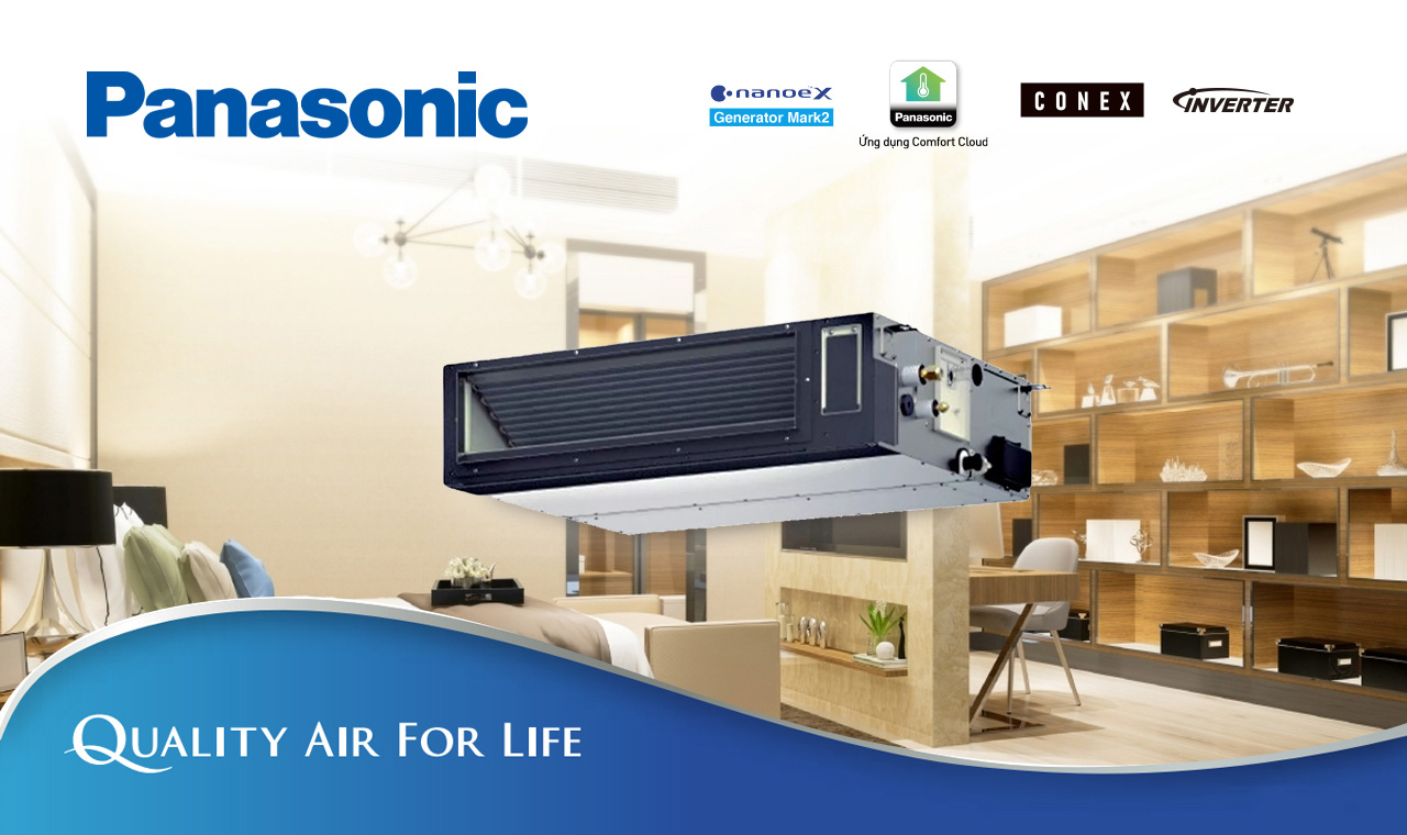 Điều hòa giấu trần PANASONIC nối ống gió giúp loại bỏ 99% bụi mịn/Thầu chuyên lắp tại quận 10