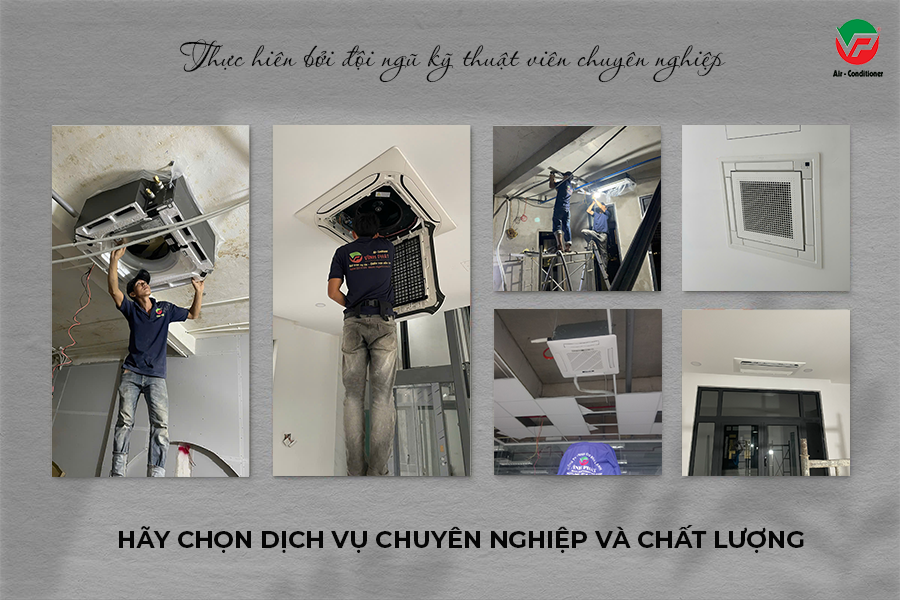 Thi công ống đồng âm tường cho Điều hòa âm trần cassette siêu rẻ tại khu vực quận 5