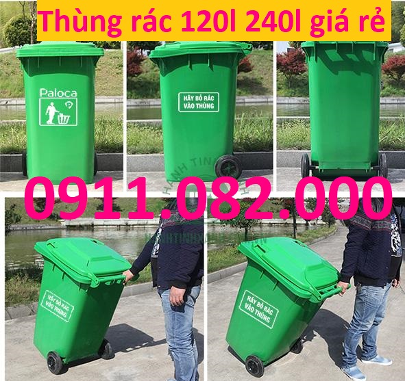 Thùng rác giá rẻ cạnh tranh tại sóc trăng- lh 0911082000 mua thùng rác 120L 240l 660L giá rẻ