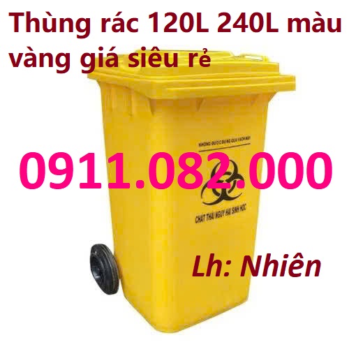 Giá rẻ thùng rác 120l 240l màu xanh, cam, vàng- lh 091108200 báo giá trực tiếp
