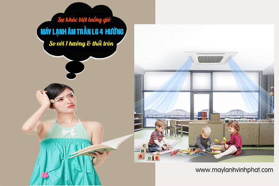 Sự khác biệt về luồng gió của Điều hòa âm trần cassette LG 4 hướng so với 1 hướng và thổi tròn