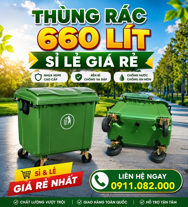 Thùng rác nhựa HDPE cao cấp- thùng rác 120L 240 giá rẻ tận kho-Sỉ toàn quốc- lh 0911082000