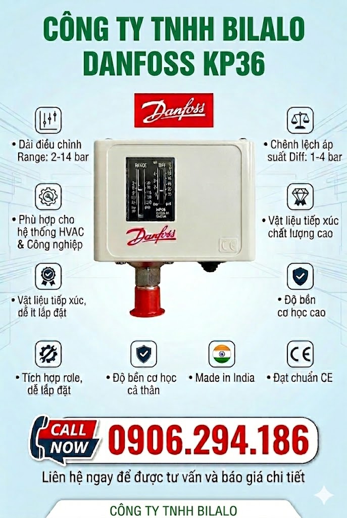 Công tắc áp suất Danfoss KP1 – Giải pháp kiểm soát áp suất hiệu quả