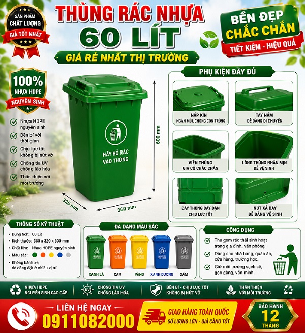 Giao hàng toàn quốc trong 24h- chuyên sỉ lẻ thùng rác 120L 240L 660l giá rẻ -lh 0911082000