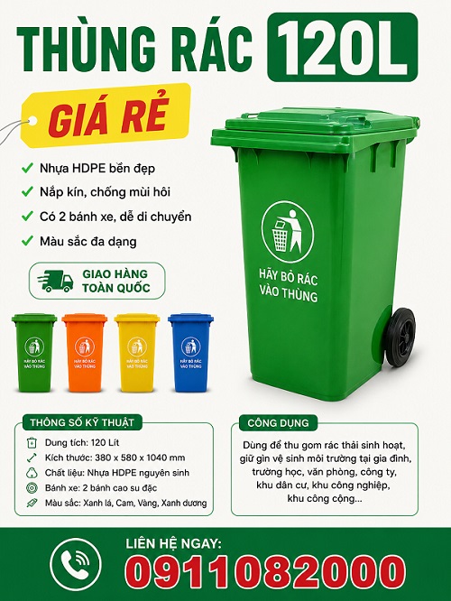 Sỉ lẻ thùng rác 120l 240l giá rẻ, miễn phí giao hàng toàn quốc- lh 0911082000