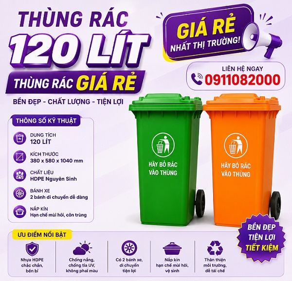 Cung cấp thùng rác nhựa đa dạng kích thước giá tốt tại cần thơ- lh 0911082000
