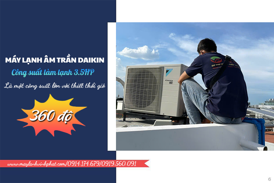 Máy lạnh âm trần cassette DAIKIN 3.5HP là một công suất lớn với thiết thổi gió 360 độ