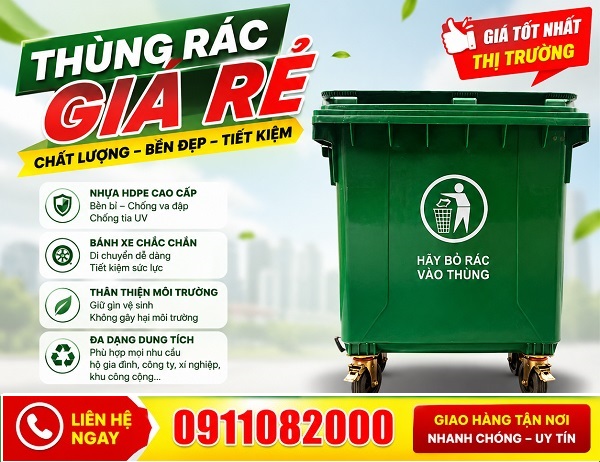 Các dòng thùng rác thông dụng bảo vệ môi trường- thùng rác 120L 240L giá rẻ- lh 0911082000