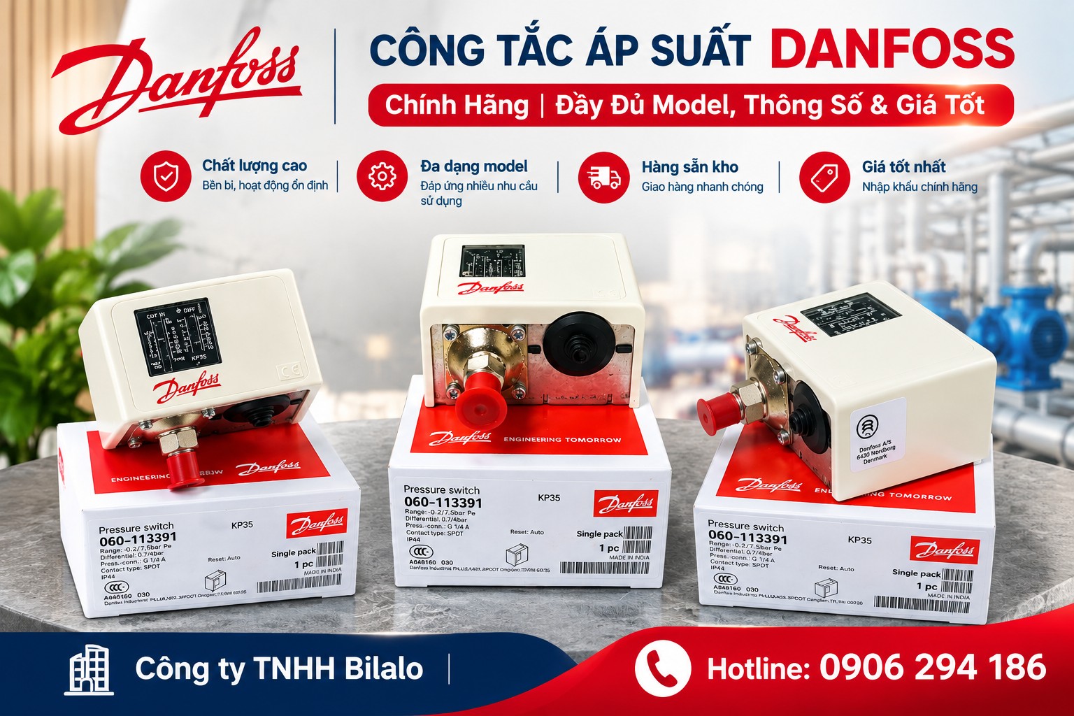 Công tắc áp suất Danfoss KP35: Cách lựa chọn và những lưu ý quan trọng