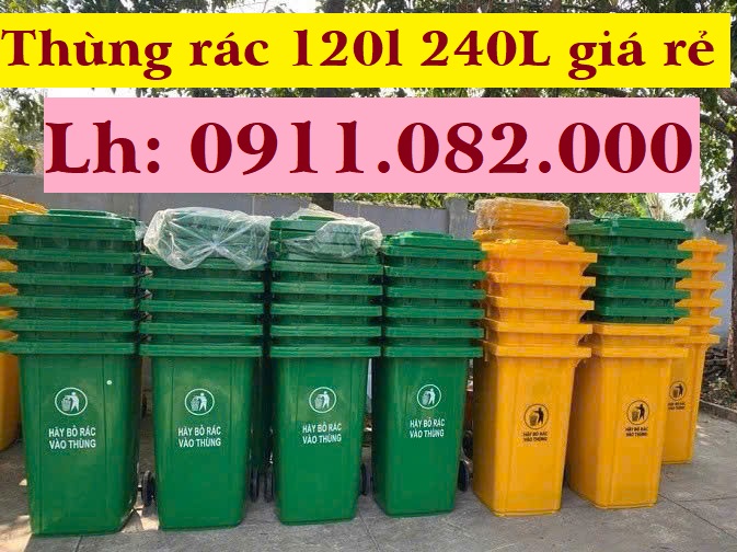 Cung cấp thùng rác bảo vệ môi trường -thùng rác 120L 240L 660L giá rẻ tại vĩnh long- lh 0911.082.000