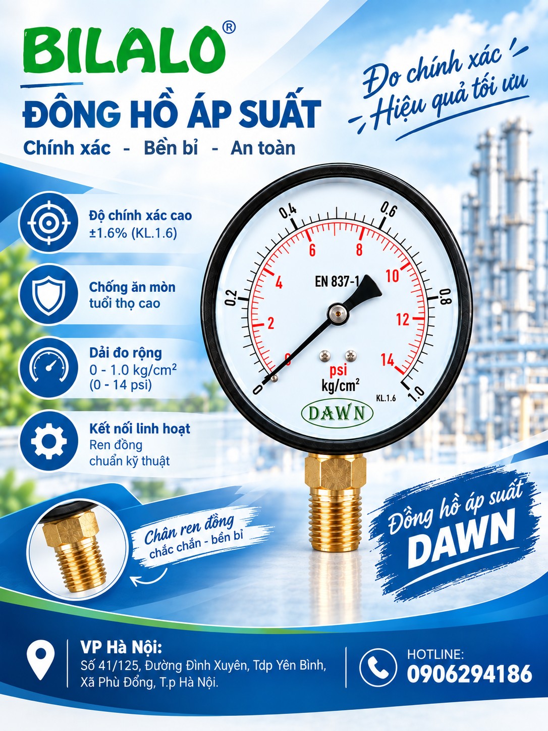 Đồng hồ đo áp suất mặt 100mm có ưu điểm gì nổi bật?