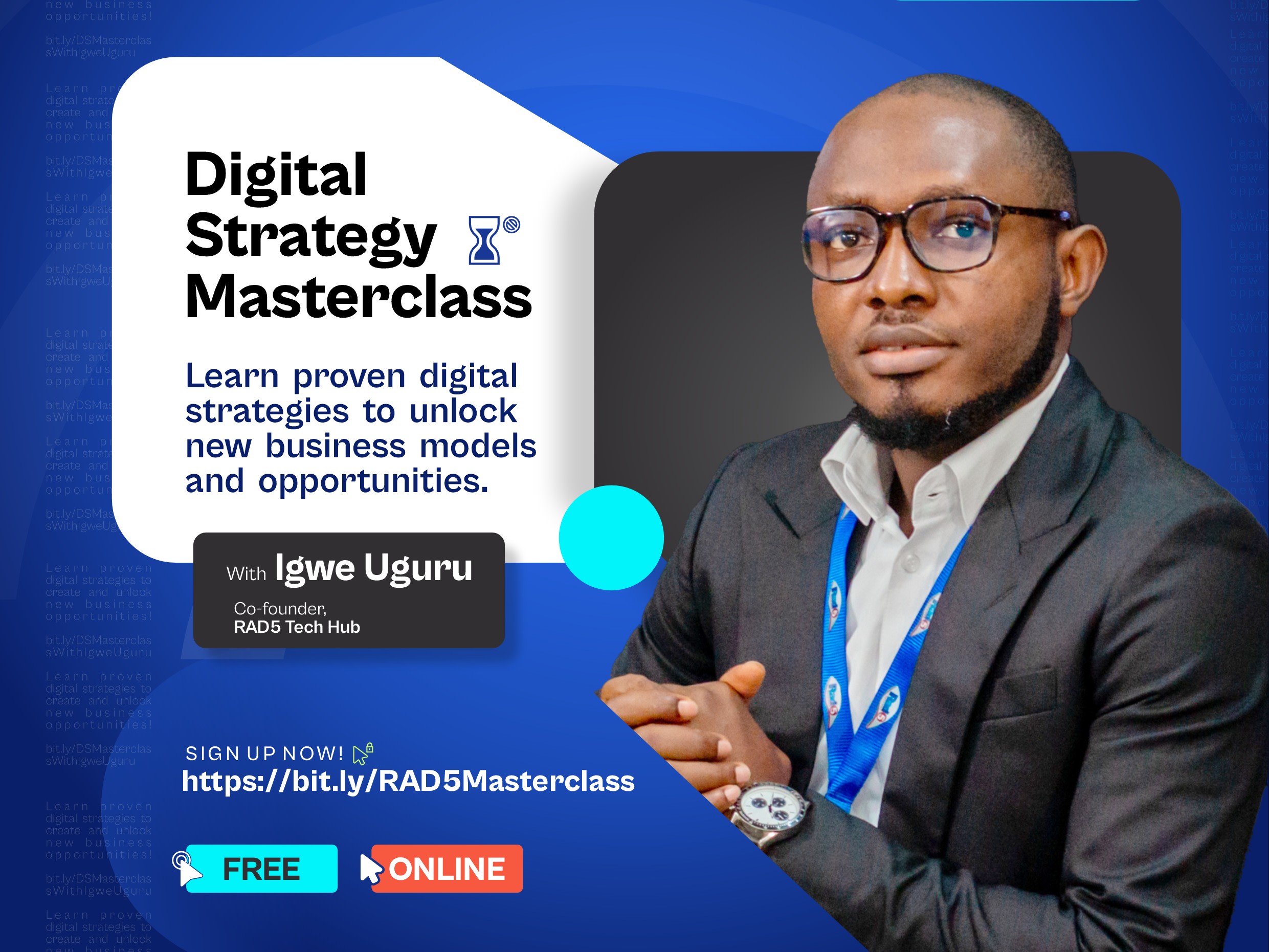 The RAD5 Tech Hub Masterclass is Back!

Ready to take your business to the next level? 

Every day, entrepreneurs and businesses achieve their financial goals using the latest in digital technology. 

Now it’s your turn!

Join the RAD5 Masterclass and learn proven digital strategies that can help you unlock new business models, streamline operations, and seize new opportunities.

Don’t miss out on this chance to transform your business or career.

Sign up now and start your journey toward success!

Click the button below to reserve your spot. 

Starts: 1st March 2025