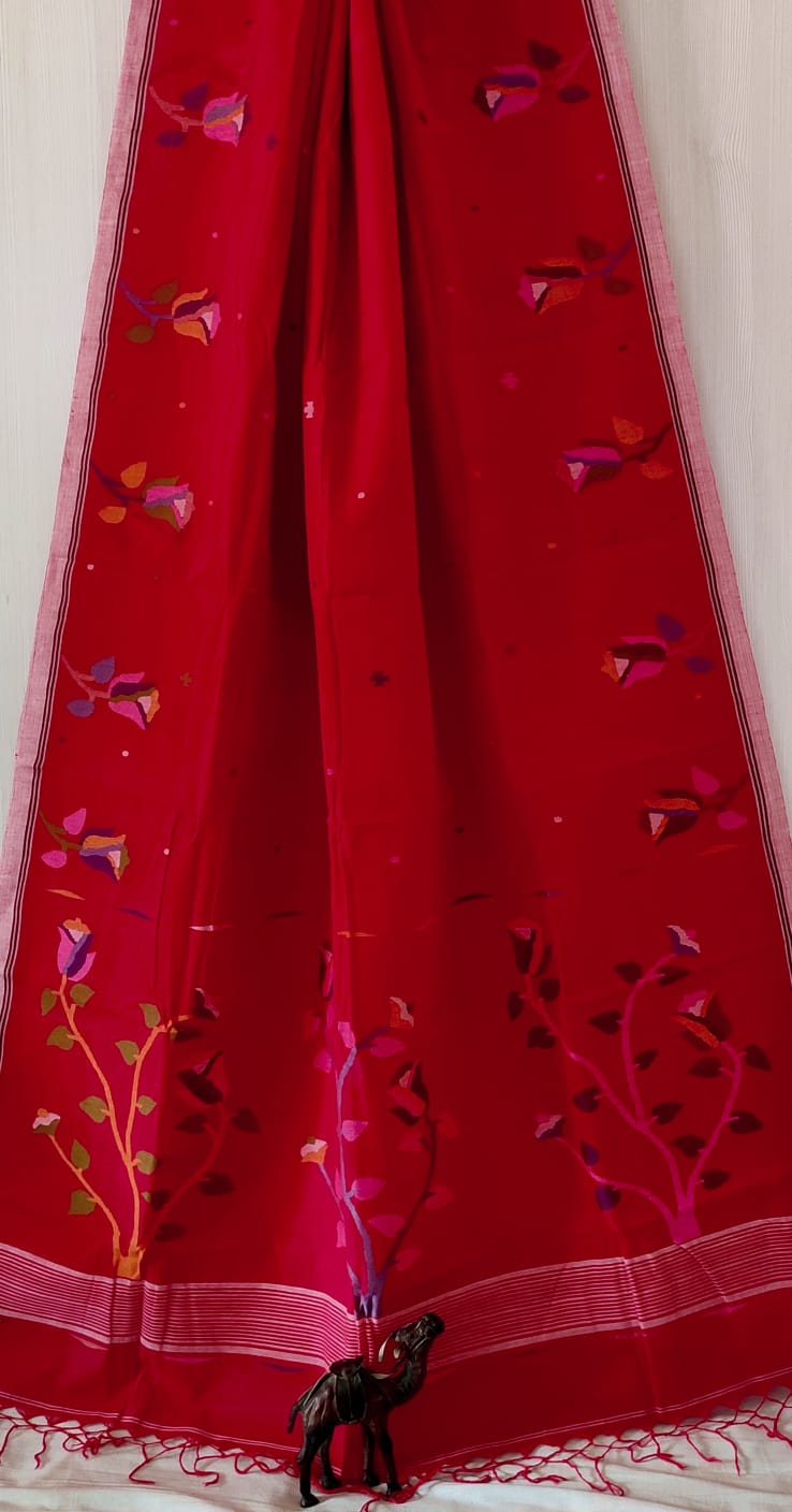 Pure Khadi Cotton Niddle Work Tantujo Jamdani | Zyanira