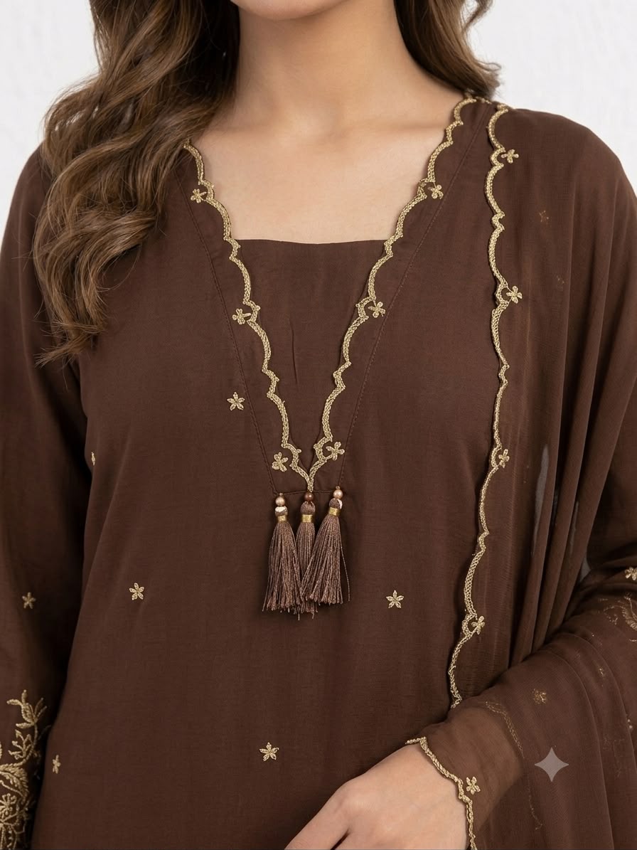 EMBROIDERED WORKED TOP PLAZZO WITH DUPATTA | RAYON LATKAN WORK | Zyanira