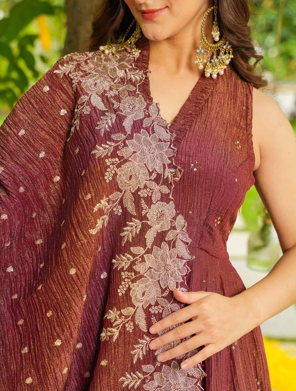 Kurtis Fabric CRUNCHY | Duppatta EMBROIDERY WORK | FLARED PLAZZO| Zyanira