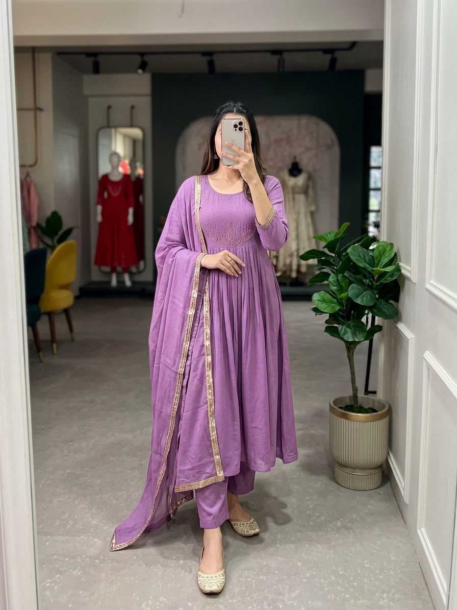Festival Outfit Premium Mul Chanderi Kurti | Roman Silk | Zyanira