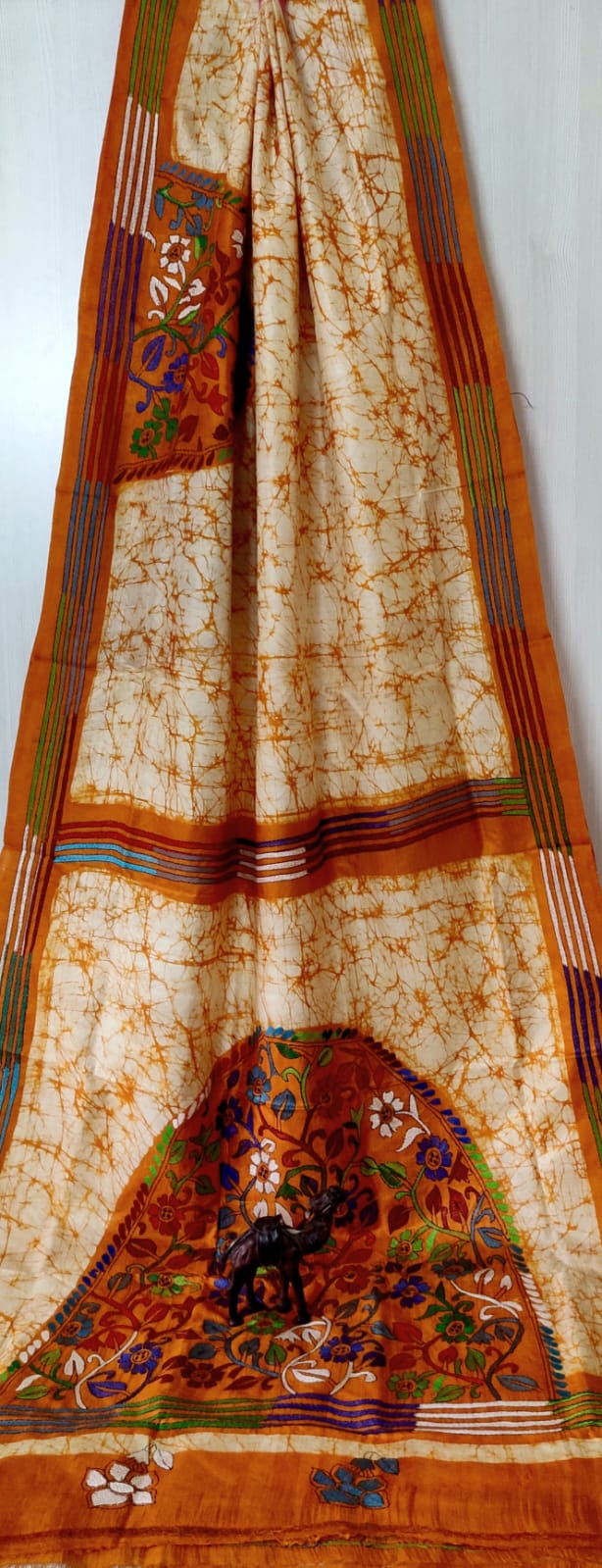 Crack Batic on Premium Quality Pure katan Silk Sarees | Kathastich Work | Zyanira