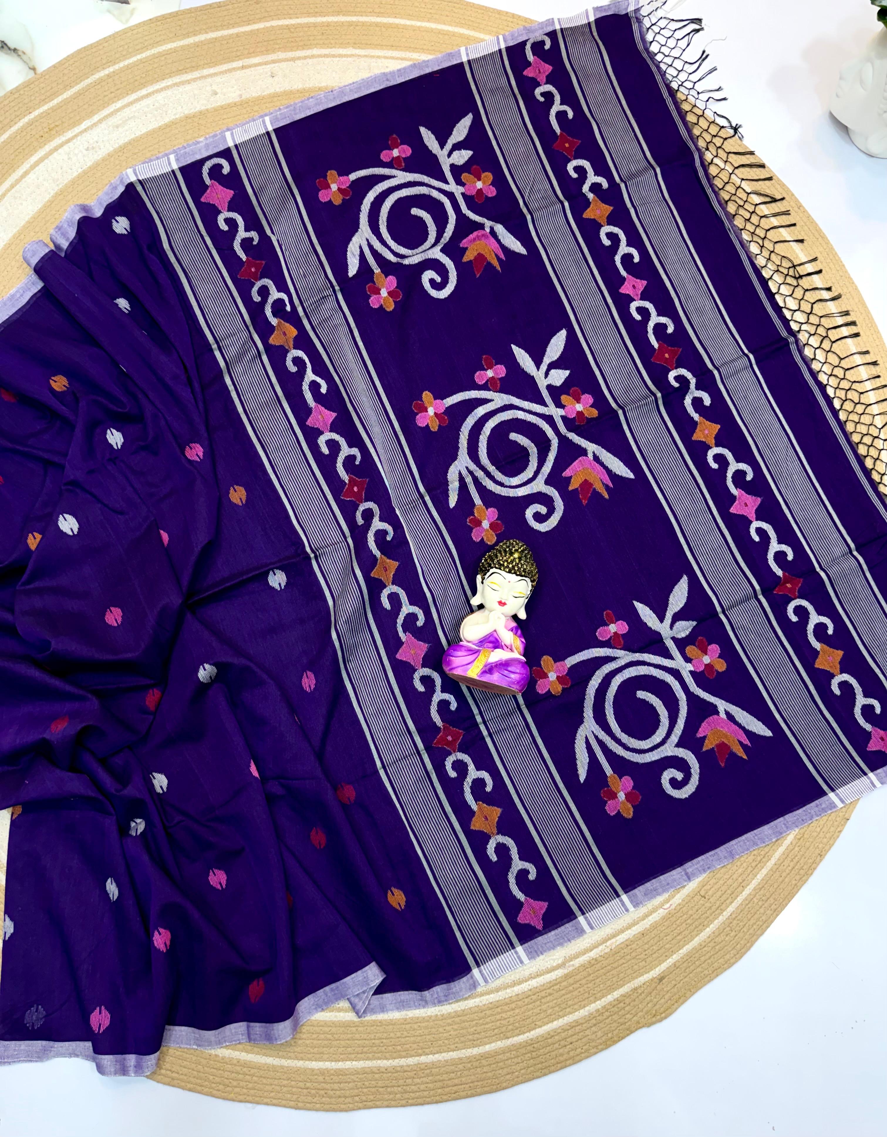 Matka Silk Sharee | All Body Hand Jamdani Weaving | Muslin Pallu | Zyanira