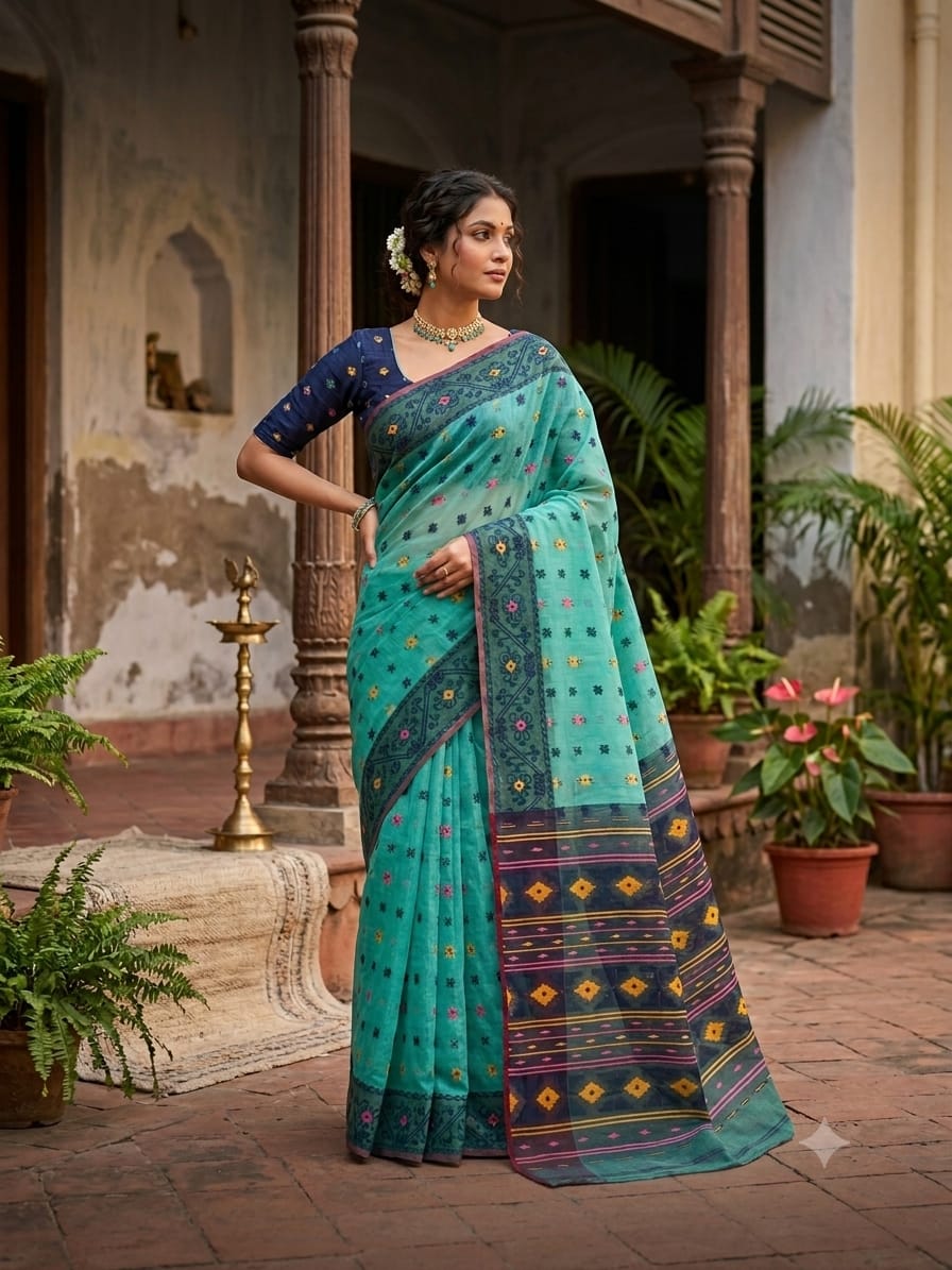 Soft Dhakai Jamdani Saree | Zyanira