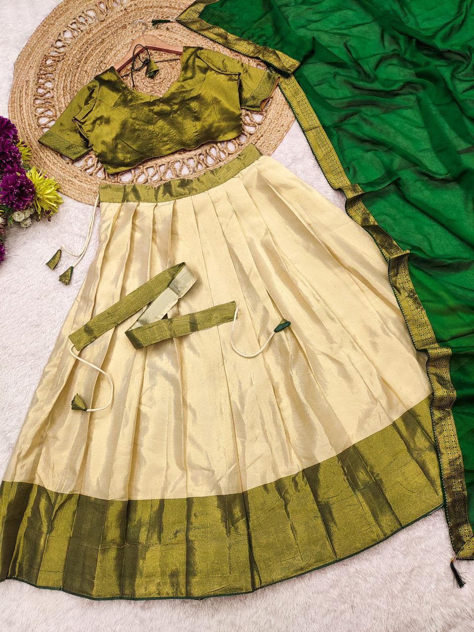 Cotton Silk Half Saree Lehenga Set with Rangoli Silk Dupatta – Multi Color