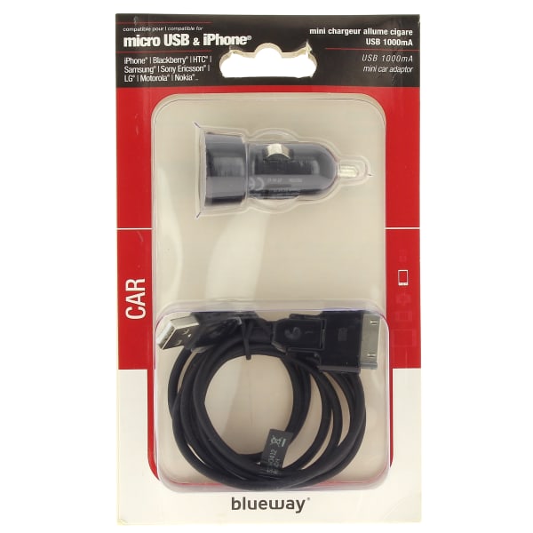 Chargeur allume cigare micro usb/iphone grand format (2 / 2)