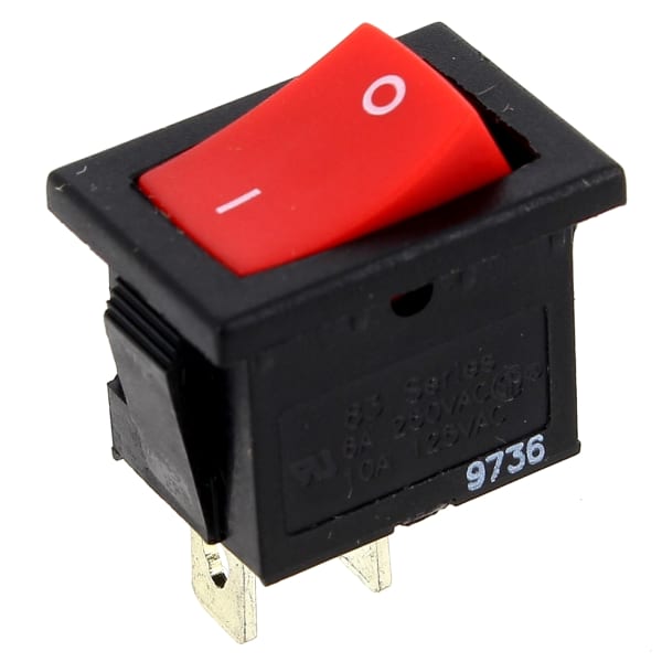 Interrupteur 2 cosses rouge impulsion grand format (1 / 2)