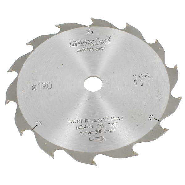Lame scie circulaire 190x20 14 dents grand format (1 / 2)