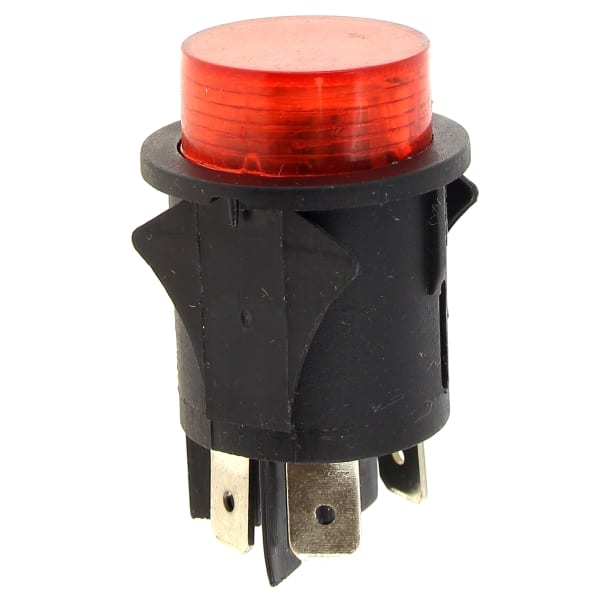 Interrupteur 4 cosses rouge poussoir grand format (1 / 2)