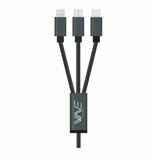 Cable 3 en 1 micro usb+lightning+usb-c grand format (1 / 1)