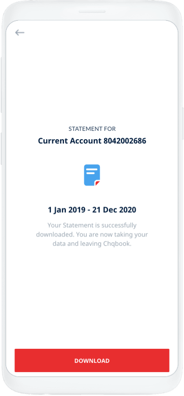 Download your account statement easily on the Chqbook app