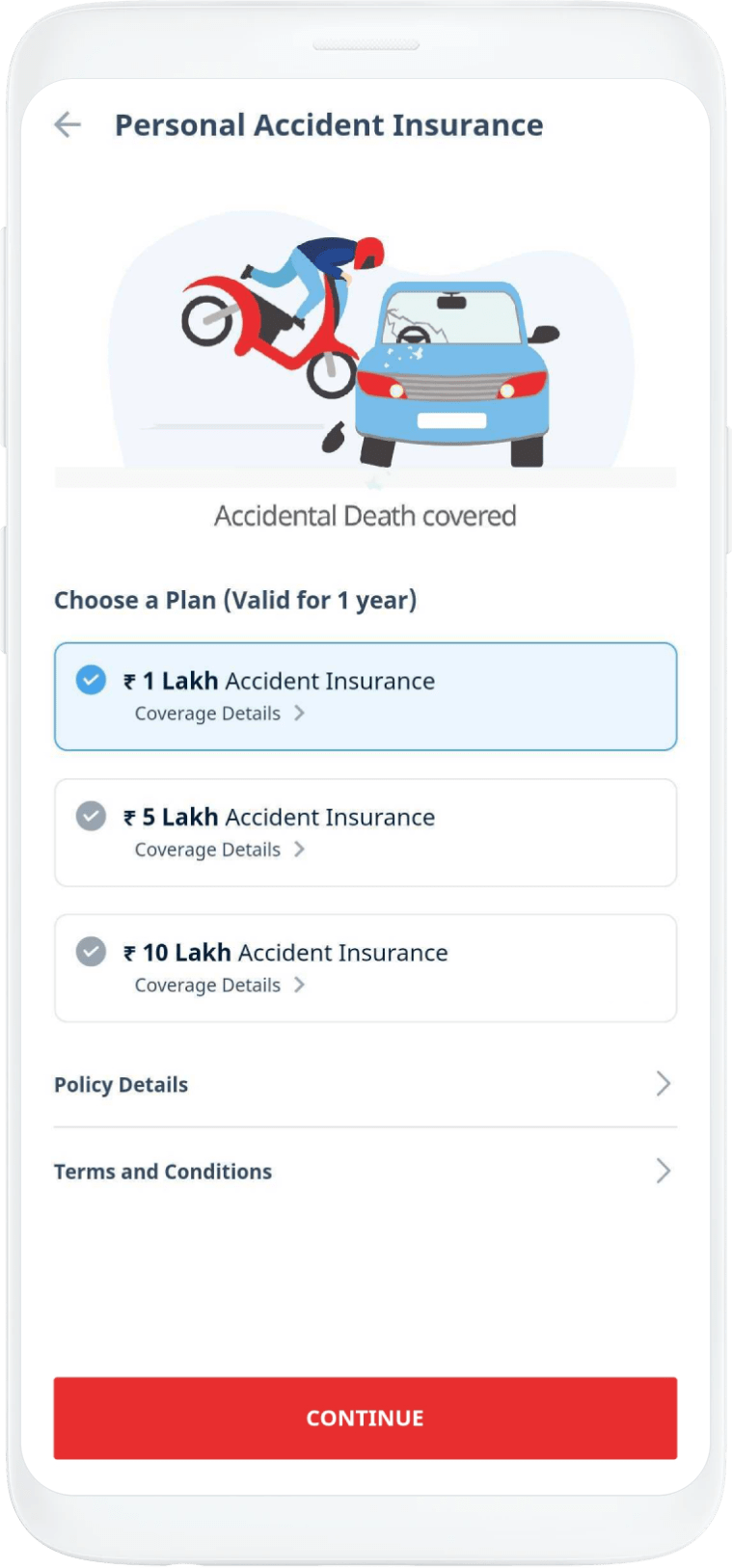 Apply for Accident insurance on the Chqbook app