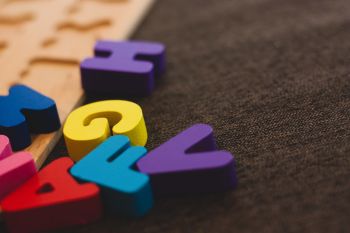 Special Education: random alphabet letters on a table.