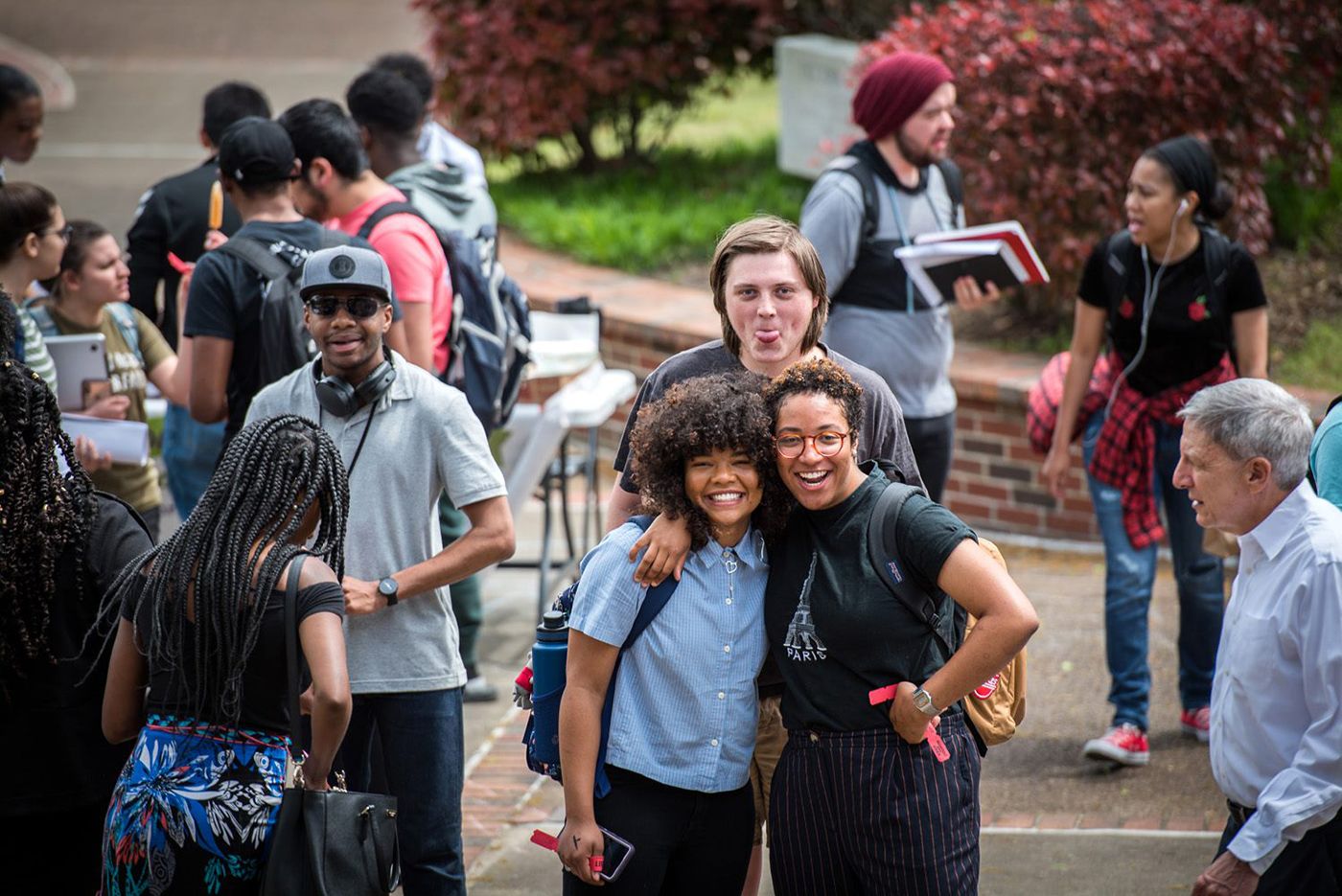 CBU Students gathered together in the couryard