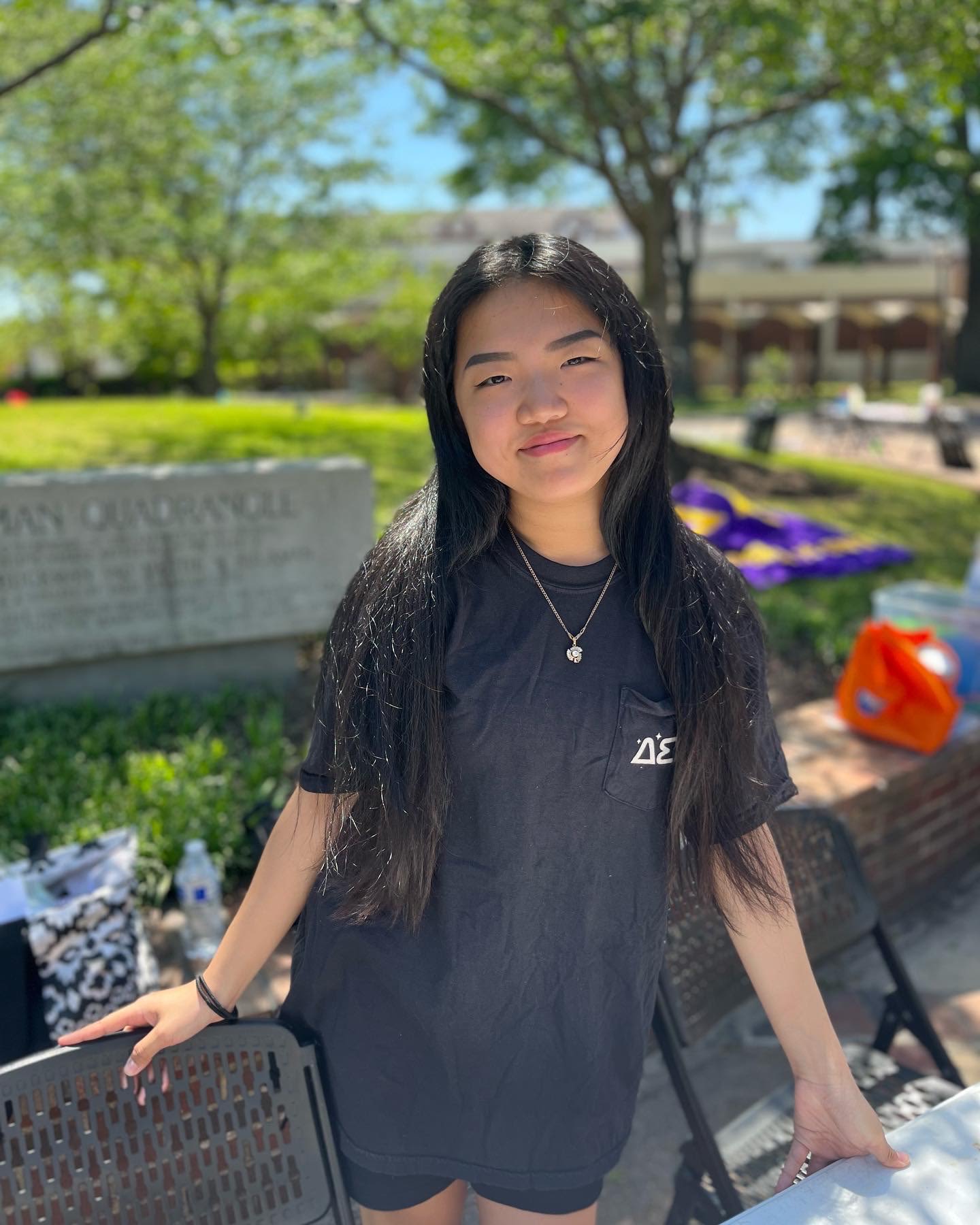 One honors student outside on CBU campus.