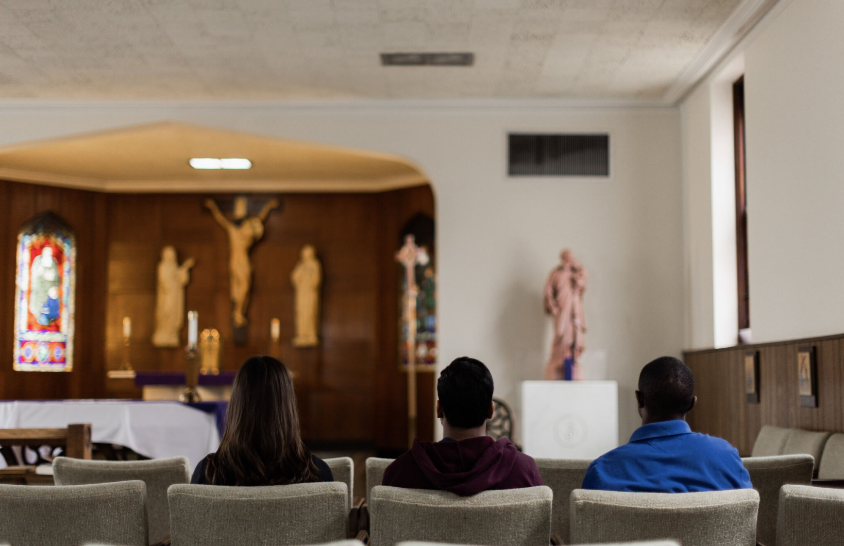 CBU sitting in Barry Hall chapel together.