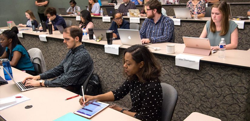 Students in auditorium at the CBU Center for Digital Media