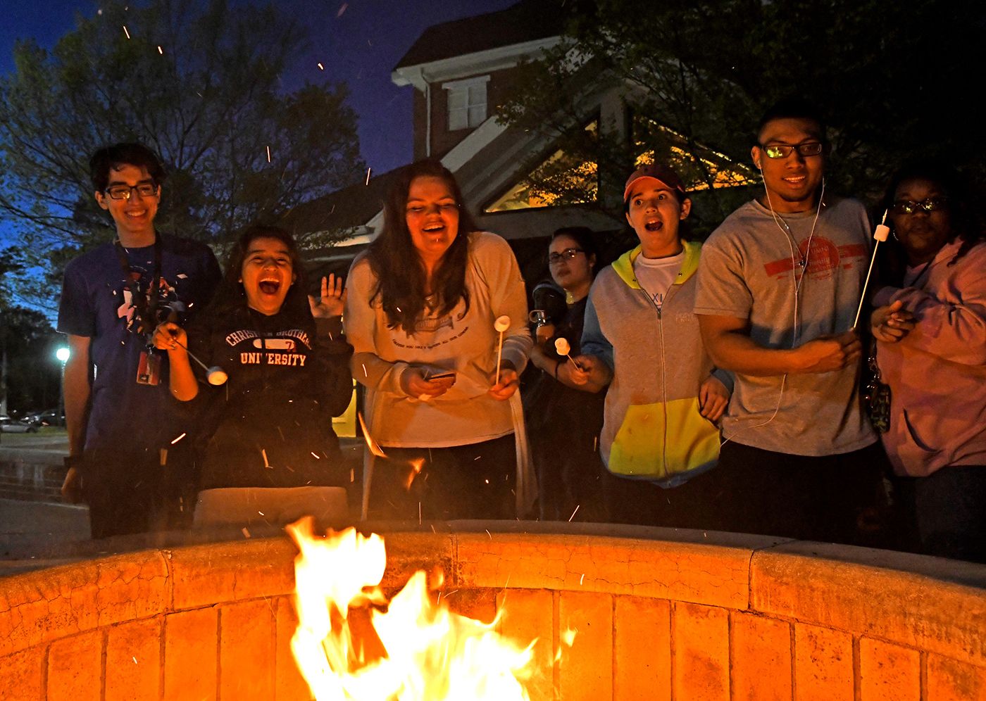 CBU Students Roasting Marshmallows