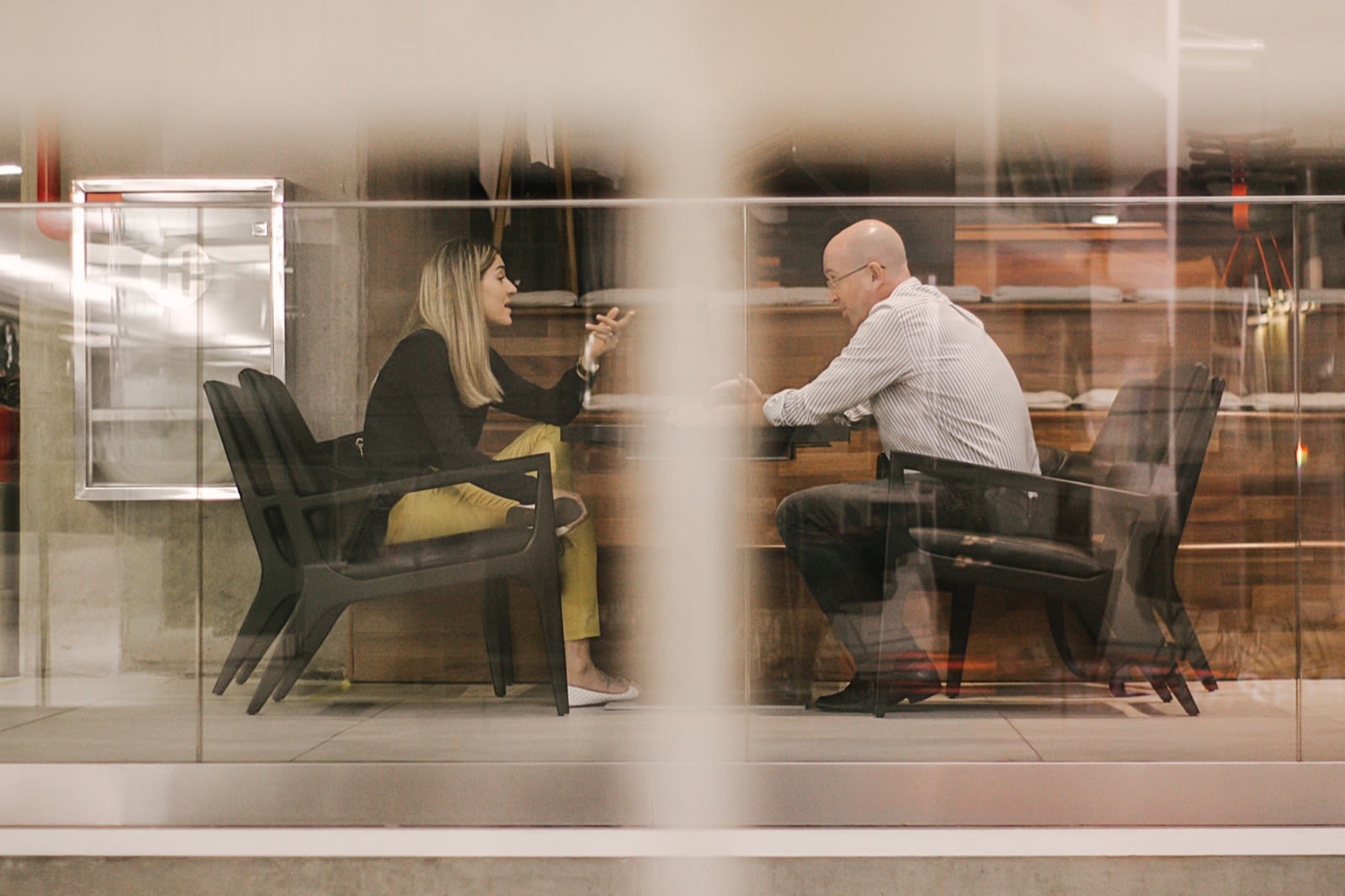 Two people meeting