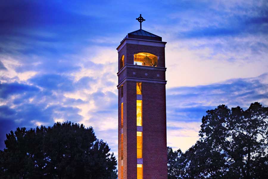 CBU Bell Tower at night