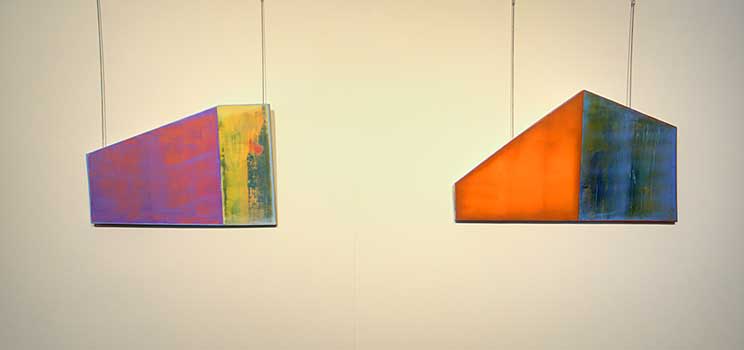 two abstract paintings