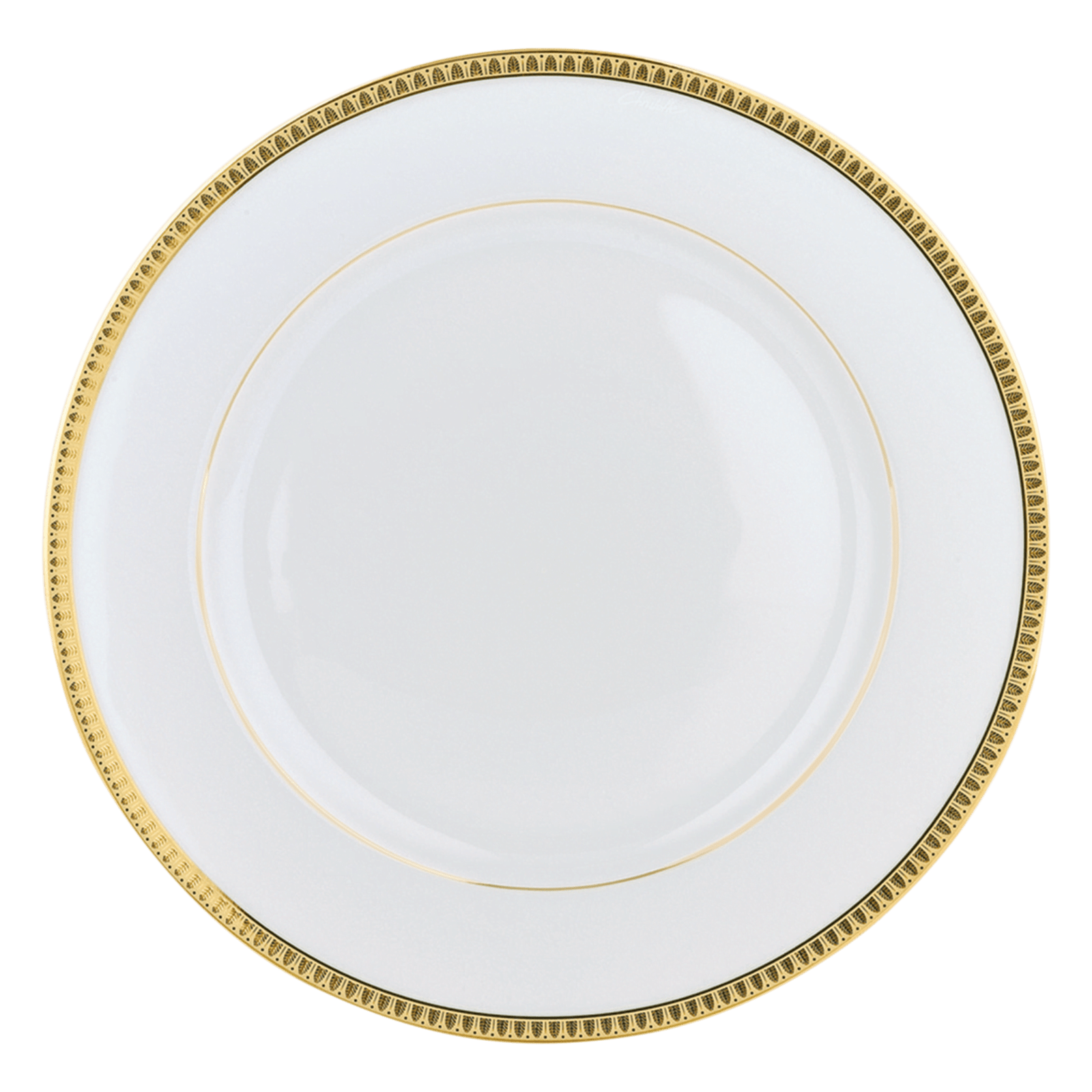 Porcelain Dinner Plate Gold Finish Malmaison Christofle