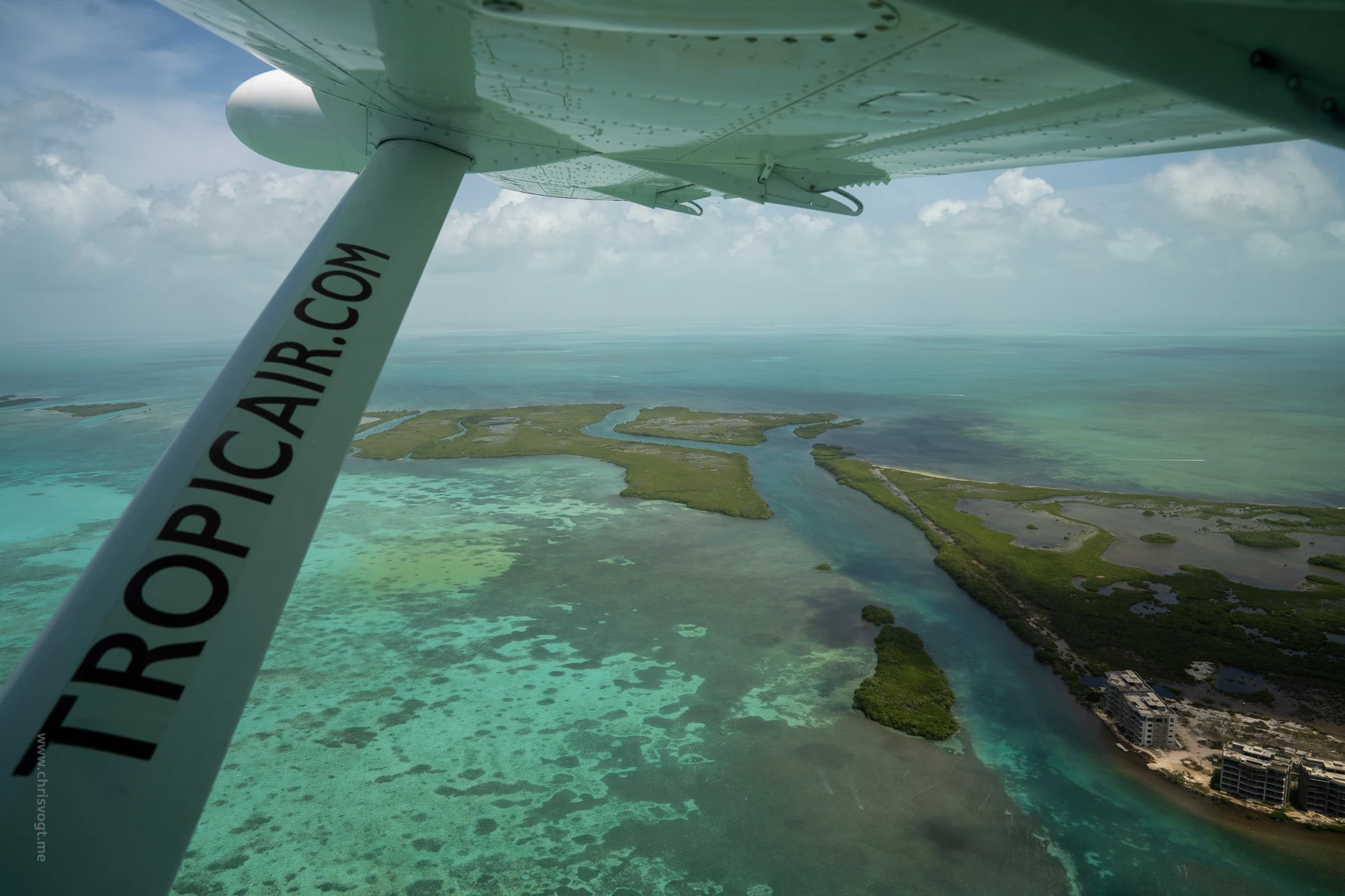 Looking down at Belize from the air