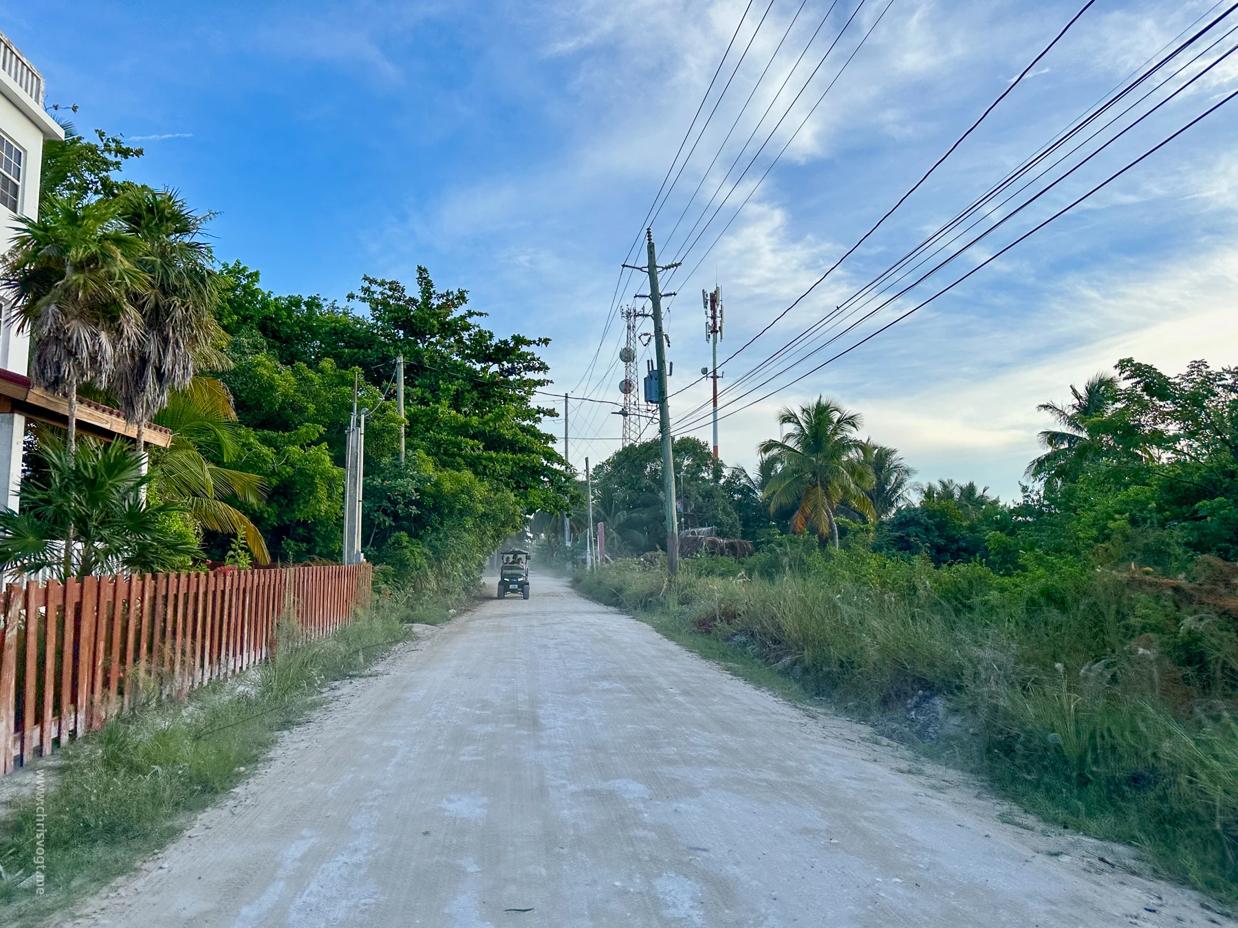 The road between San Pedro and Pelican Reef Villas